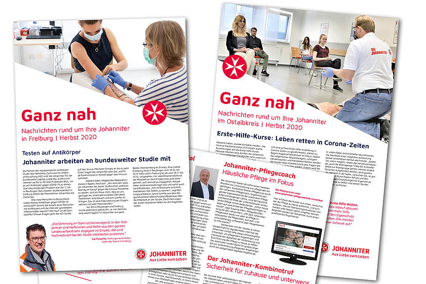 Titelblätter der Johanniter-Zeitschrift Ganz nah. 