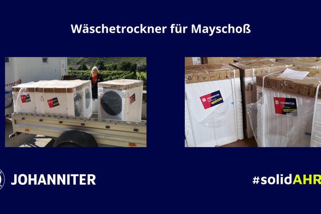 Ausgabe von Wäschtrocknern im Ahrtal Mayschoß