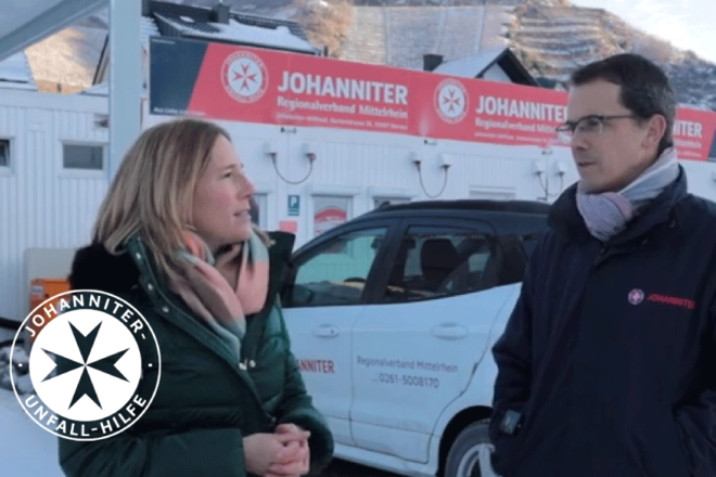 Ingo Carnott im Interview vor dem Johanniter-Standort Dernau