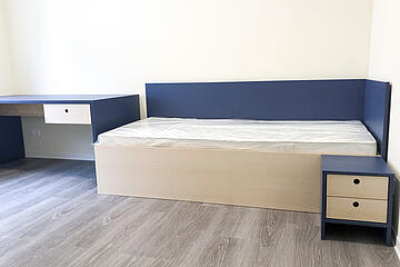 Blaues Zimmer im Wohnhaus für Kinder und Jugendliche