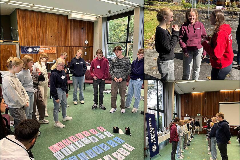 Collage von Lernsituationen und  Gesprächen beim Kurs JGL 2025