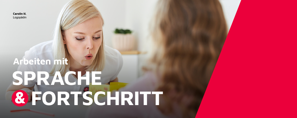 Eine Logopädin der Johanniter macht mit einem Mädchen eine Übung während einer Sitzung.
